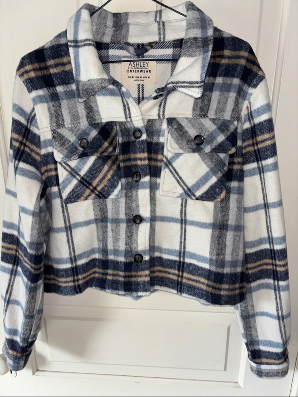 Ashley By 26 International Blue & White Plaid Shacket
